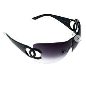 Vintage Chanel Black/Black Gradient Shield Sunglasses 4124 CC